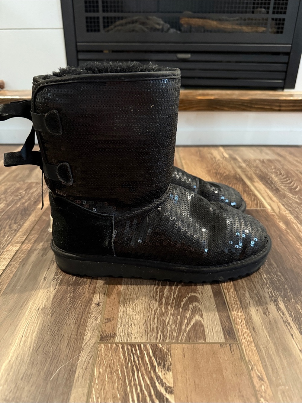 UGG Black Sequin‎ Sheepskin Winter Boots